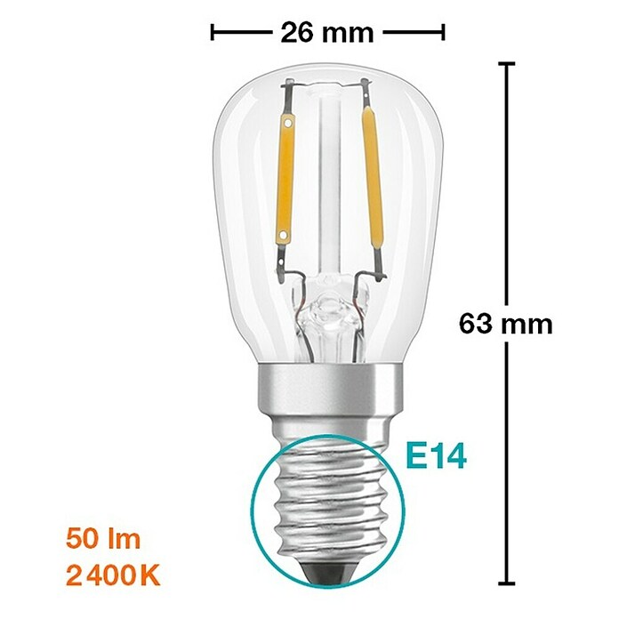 Osram LED svjetiljka (E14, 1,6 W, T26, 50 lm)