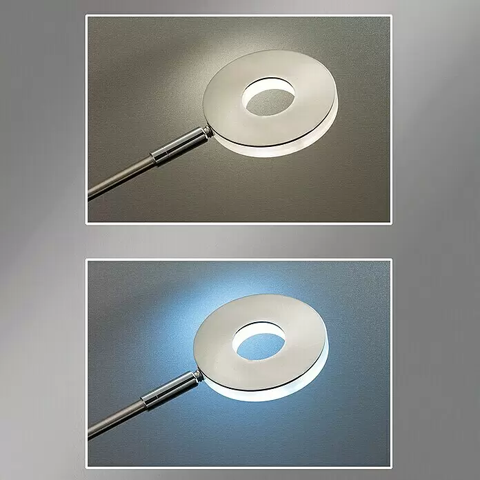 Fischer & Honsel Dent LED-Stehleuchte - 45 W, Höhe: 180 cm, Nickel, Mehrfarbig, 2 Stk. - Moderne, kreisförmige LED-Lampe mit Metallfinish, die warmes und kühles Licht abgibt.