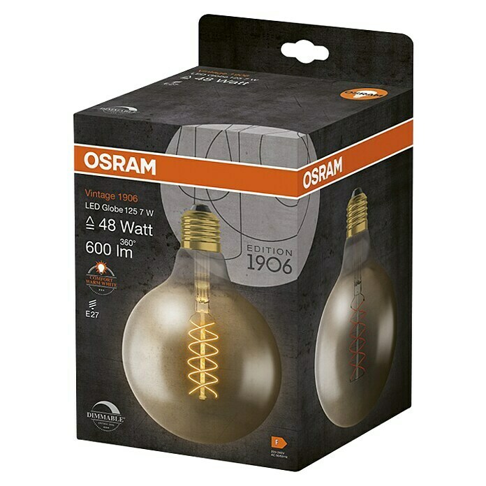 Osram LED-Lampe Vintage Edition 1906 Globe-Form 125 E27 (E27, Dimmbar, Warmweiß, 420 lm, 4,8 W) | BAUHAUS