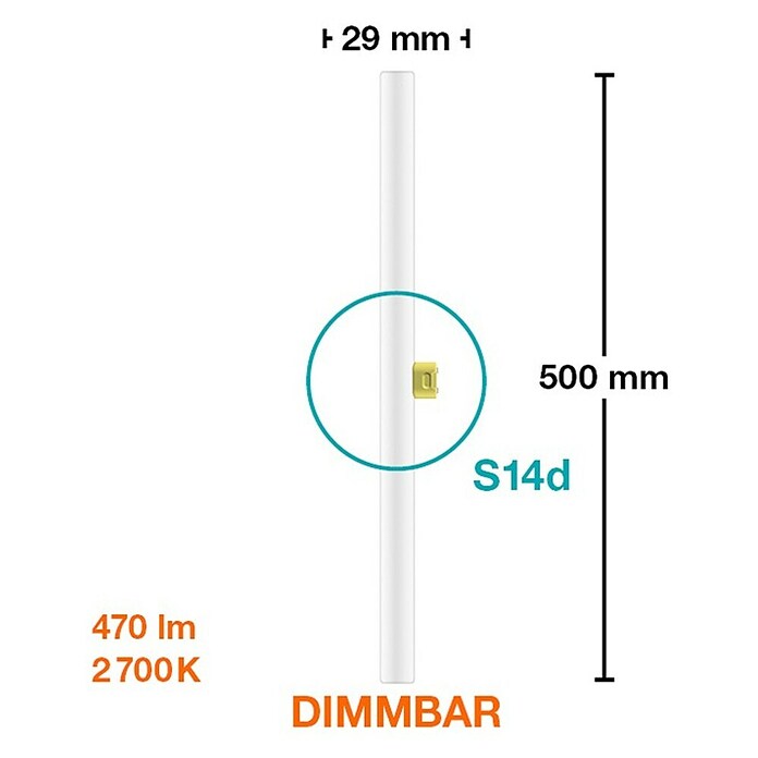 Osram Svijetleća cijev (9 W, Duljina: 500 mm, Topla bijela, S14d)