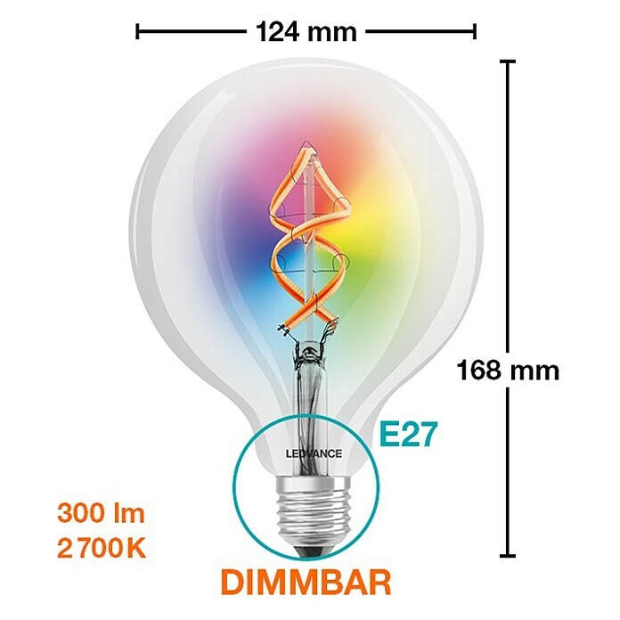 Ledvance Smart+ WiFi Ledlamp (E27, RGB, 300 lm, 30 W) | BAUHAUS