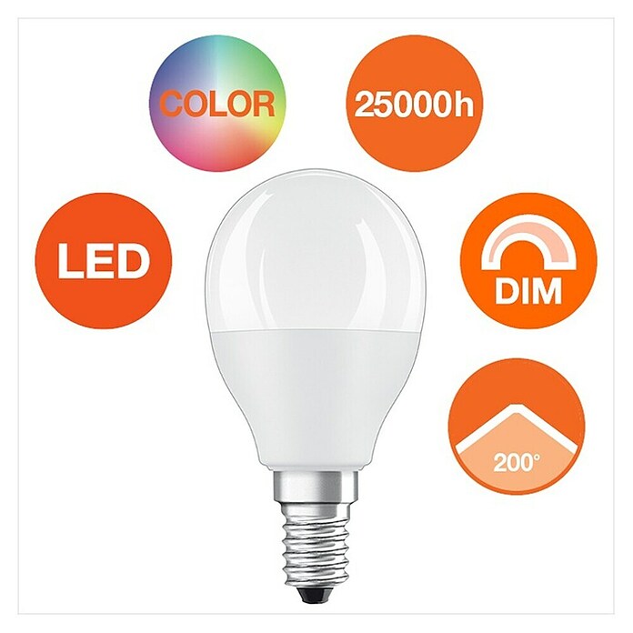 Osram Star LED žarulja  (E14, Može se prigušiti, RGBW, 470 lm, 5,5 W) | BAUHAUS