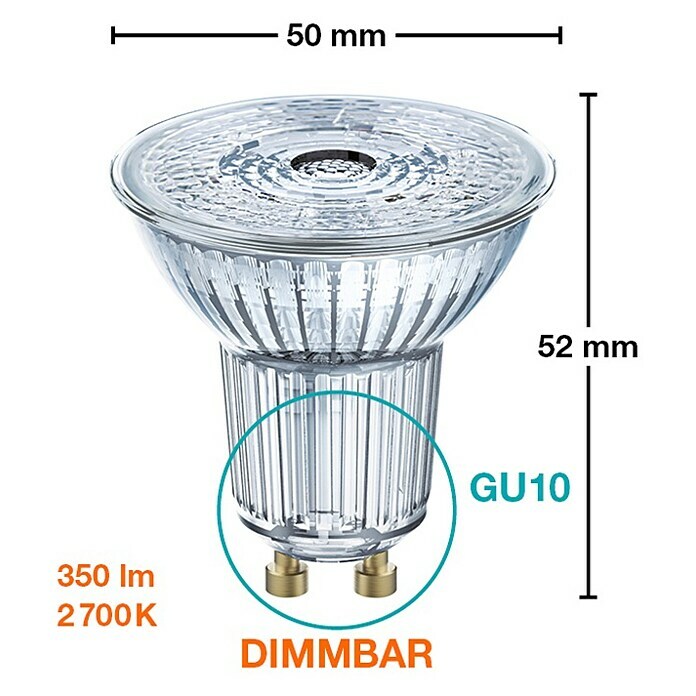 Osram LED reflektor (4,6 W, GU10, Kut svjetlosnog snopa: 36°, Topla bijela, Razred energetske učinkovitosti: A+)