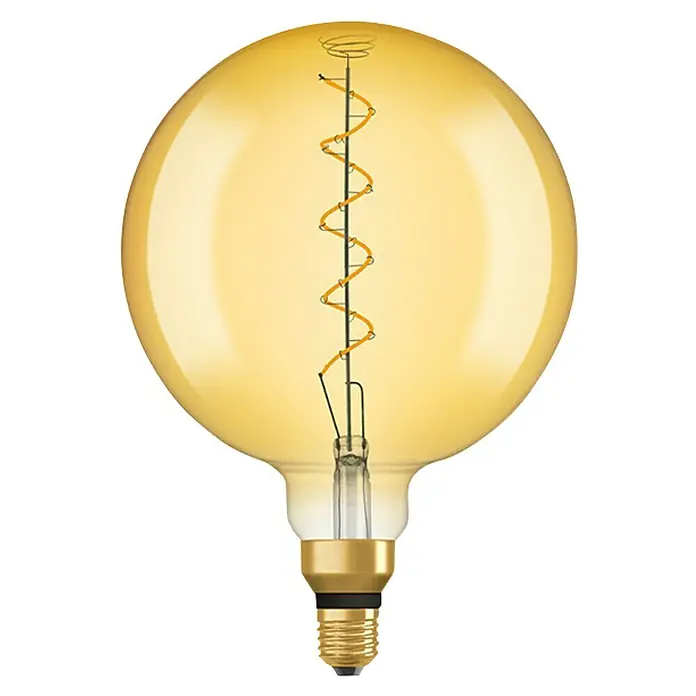 Osram Bombilla LED - E27, No regulable, Blanco cálido, 300 lm, 4 W, Color: Oro, Globo - Bombilla LED dorada con filamento Edison. La bombilla proporciona una luz cálida y es ideal para iluminación decorativa.