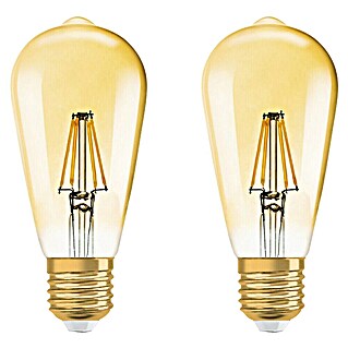 Osram LED-Lampen Set Vintage Edition 1906 Birnenform E27 2er Set (E27, Dimmbar, Warmweiß, 725 lm, 6,5 W)