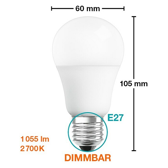 Osram LED-Leuchtmittel Superstar Classic A (13,5 W, E27, Warmweiß, 1.055 lm, Energieeffizienzklasse: A+)