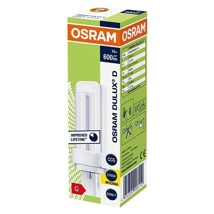 Osram Energiesparlampe Dulux D Interna (10 W, Warmweiß, Energieeffizienzklasse: B)