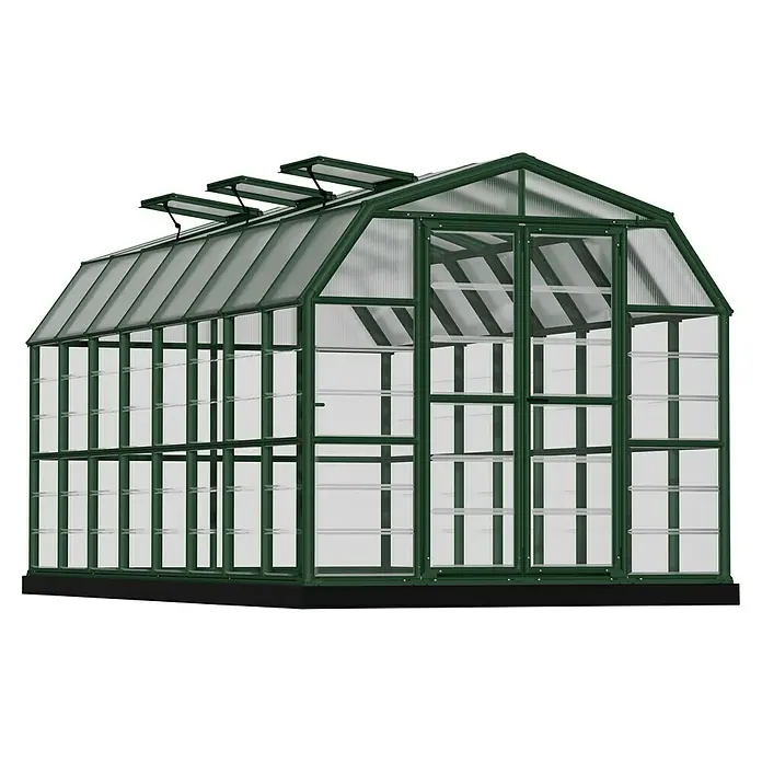 Palram – Canopia Invernadero Grand Gardener - Medidas ext. (An x Pr): 264,7 x 513 cm, Material de la pared lateral: Plástico, 0,8 mm, Verde - Un invernadero con marcos verdes y paneles translúcidos. Perfecto para el jardín para cultivar y proteger las plantas.
