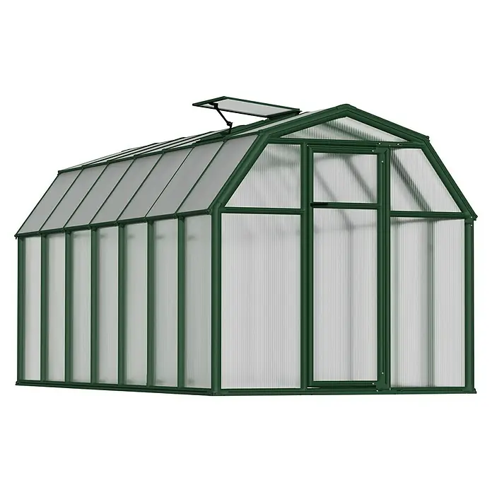 Palram – Canopia Invernadero Eco Grow - Medidas ext. (An x Pr): 204 x 445 cm, 6 mm, Verde - Invernadero con marcos verdes y paneles translúcidos para jardinería.