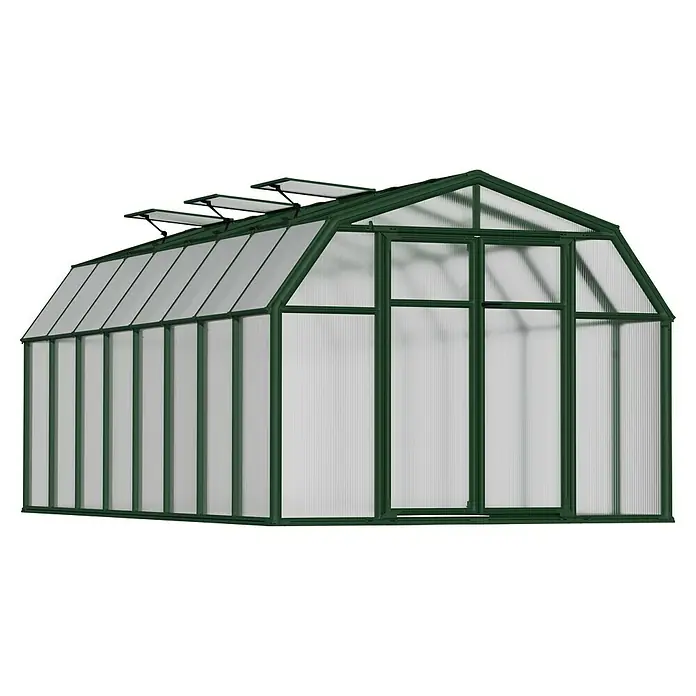 Palram – Canopia Invernadero Hobby Gardener - Medidas ext. (An x Pr): 266 x 516 cm, 6 mm, Verde - Gran invernadero verde con paredes transparentes y tragaluces para condiciones óptimas de cultivo de plantas.