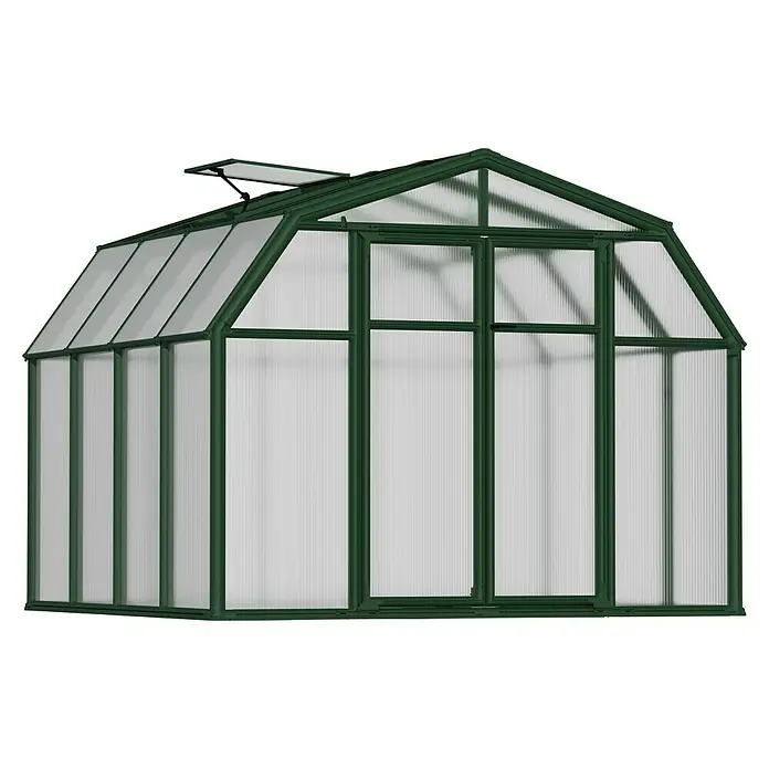 Palram – Canopia Invernadero Hobby Gardener - Medidas ext. (An x Pr): 266 x 266 cm, 6 mm, Verde - Invernadero espacioso con estructura verde y paneles transparentes, ideal para jardinería. Ofrece condiciones óptimas para el crecimiento de las plantas.