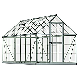 Palram – Canopia Gewächshaus Harmony (Außenmaß inkl. Dachüberstand (B x T): 185 x 426 cm, Silber, Grundfläche: 7,9 m²)