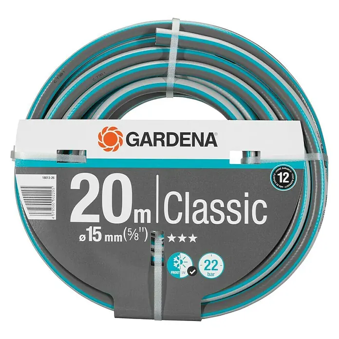 Gardena Manguera para jardín Classic - Ø x L: 15 mm x 20 m - Manguera de jardín Gardena Classic, de 20 metros de largo y 15 mm de diámetro, ideal para regar el jardín.