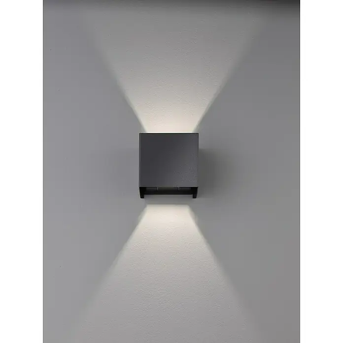 Fischer & Honsel LED-Außenwandleuchte Wall - 6 W, 10 x 11 x 10 cm, Schwarz, IP44 - Wandleuchte mit gerichteten Lichtstrahlen nach oben und unten, ideal für moderne Innenräume.