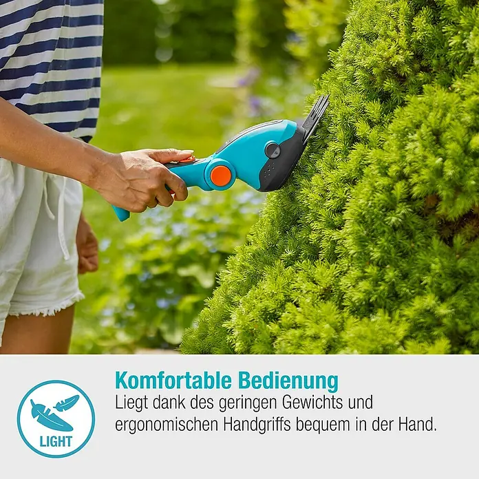 Gardena ComfortCut Akku-Grasschere Li Set - 3,6 V, 1 Akku, Schwertbreite: 8 cm - Akku-Grasschere für komfortable Bedienung dank geringem Gewicht und ergonomischem Handgriff. Ideal für präzise Rasenkanten und Formschnitte.