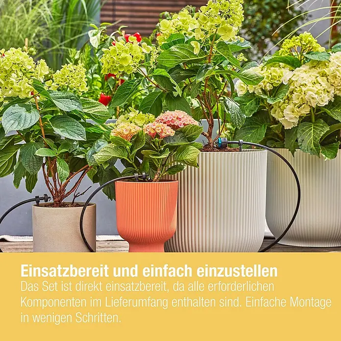 Gardena Micro-Drip Bewässerungs-Set Balkon Start-Set - Geeignet für: Bis zu 15 Topfpflanzen, Passend für: Bis zu 15 Topfpflanzen - Automatische Bewässerungsanlage für Topfpflanzen im Garten oder auf der Terrasse.