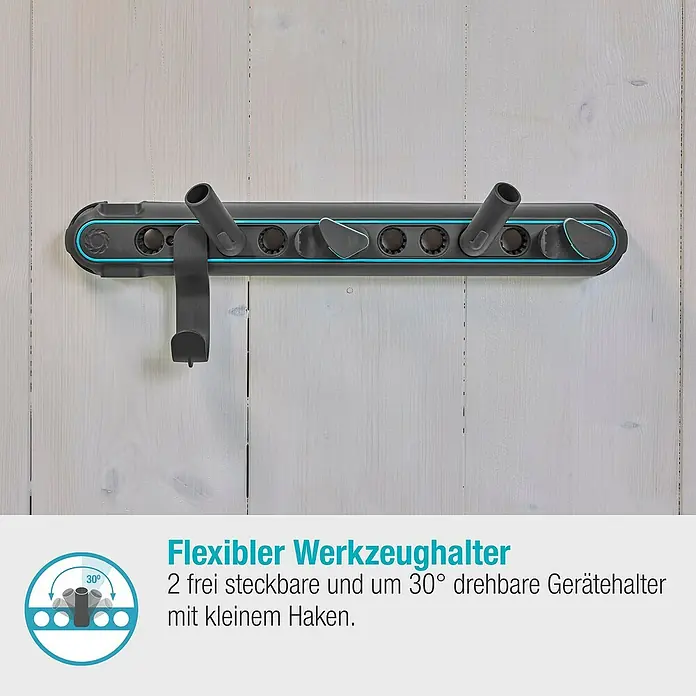 Gardena Halterung Flex - 10 kg, Kunststoff - Flexibler Werkzeughalter zur Wandmontage.