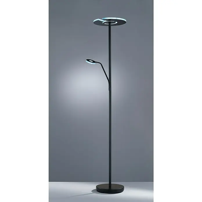 Fischer & Honsel Dent LED-Stehleuchte - 45 W, Höhe: 180 cm, Schwarz, Mehrfarbig, 2 Stk. - Elegante Stehlampe in Schwarz mit zwei Leuchten, die ein modernes und stilvolles Ambiente schafft. Perfekt für Wohn- und Arbeitsbereiche.