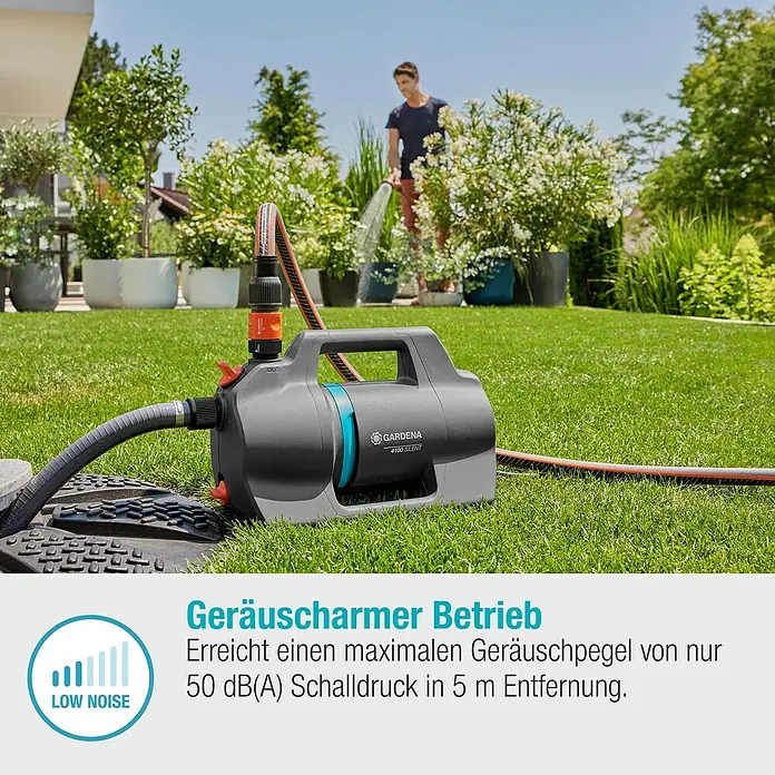 Gardena Gartenpumpen-Set 4100 Silent Saugschlauch550 W, Max. Fördermenge: 4.100 l/h