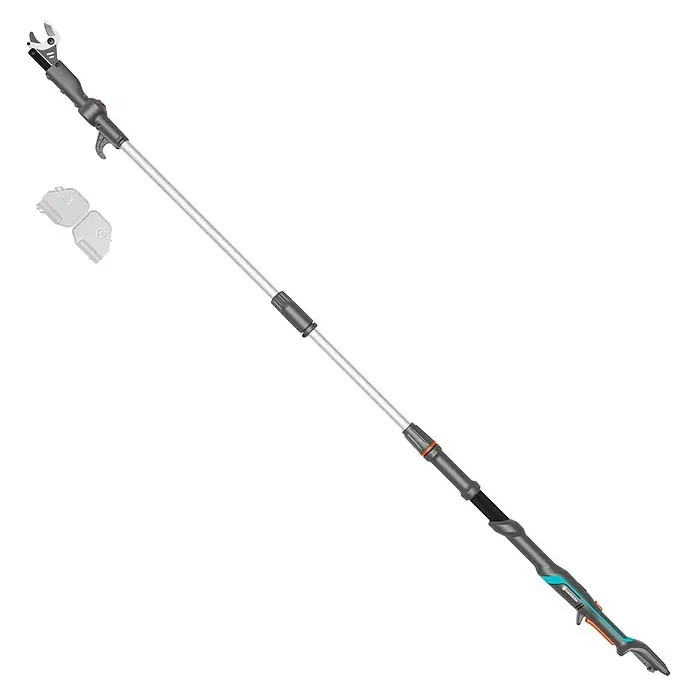 Gardena Power for All 18V Baumschere HighCut - 18 V, Ohne Akku, Max. Aststärke: 28 mm, Länge: 255,7 cm - Die Gardena Hochentaster TCS Li-18/20 ist ein Akku-Hochentaster für komfortables und sicheres Schneiden von Ästen in großer Höhe.