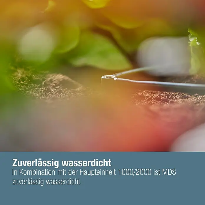 Gardena Micro-Drip L-Stück - Durchmesser Anschluss: 4,6 mm, 10 Stk., Kunststoff - Nahaufnahme einer wasserdichten MDS-Verbindung, die in Kombination mit der Haupteinheit 1000/2000 zuverlässig wasserdicht ist.