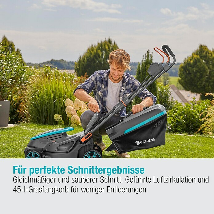 Gardena Power for All 18V Akku-Rasenmäher (18 V, 2 Akkus, 4 Ah, Schnittbreite: 37 cm) | BAUHAUS