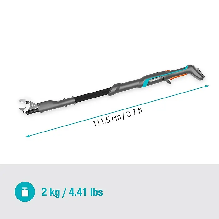 Gardena Power for All 18V Cortarramas de jardín - 18 V, Sin batería, Grosor de rama máx.: 32 mm - Recolector de fruta Gardena con una longitud de 111,5 cm y un peso de 2 kg para una fácil recolección de fruta en su jardín.
