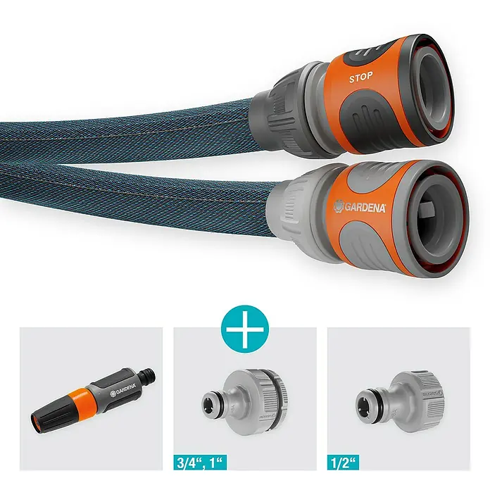 Gardena Gartenschlauch Liano Xtreme Set - 25 m, Schlauchdurchmesser: 13 mm - Gardena Textilschlauch Liano Xtreme Set: Flexibler Gartenschlauch mit robustem Textilgewebe und praktischen Anschlüssen für den Garten.