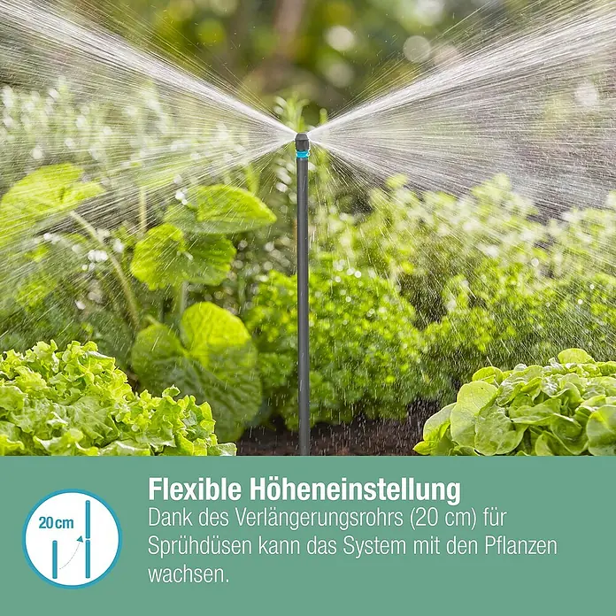 Gardena Micro-Drip Streifendüse - 5 Stk., Wurfweite: 5,5 m - Flexible Höheneinstellung mit Verlängerungsrohr für Sprühdüsen. Bewässerungssystem für ein optimales Wachstum der Pflanzen.