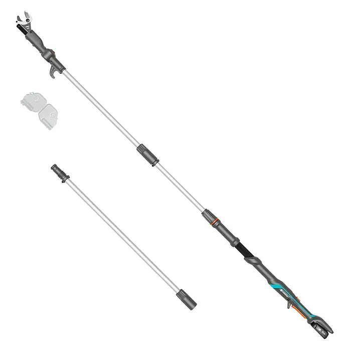 Gardena Power for All 18V Baumschere HighCut - 18 V, 1 Akku, Max. Aststärke: 28 mm, Länge: 360 cm - Eine Gardena Hochentaster mit Verlängerungsstiel, ideal zum Schneiden von Ästen in großer Höhe ohne Leiter.