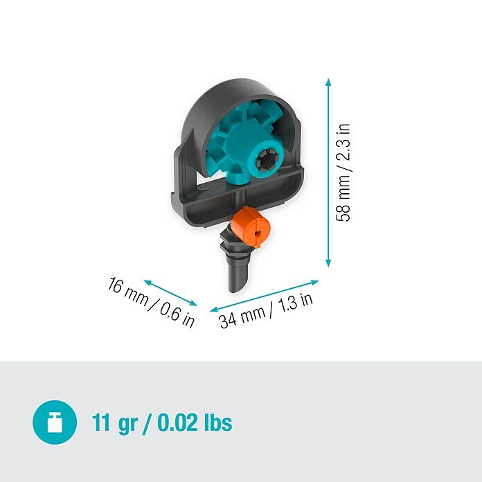 Gardena Micro-Drip Rundsprenger 6 in 1 (Durchmesser Anschluss: 13 mm, Quick & Easy-Verbindungstechnik) | BAUHAUS