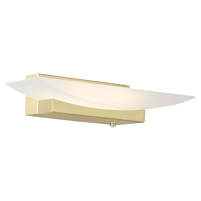 Fischer & Honsel LED-Wandleuchte Bowl - 8,5 W, L x B x H: 11 x 30 x 6 cm, Messing, Mehrfarbig - Gebürstete Messing-Wandleuchte mit einem geschwungenen, beleuchteten Diffusor aus Milchglas.