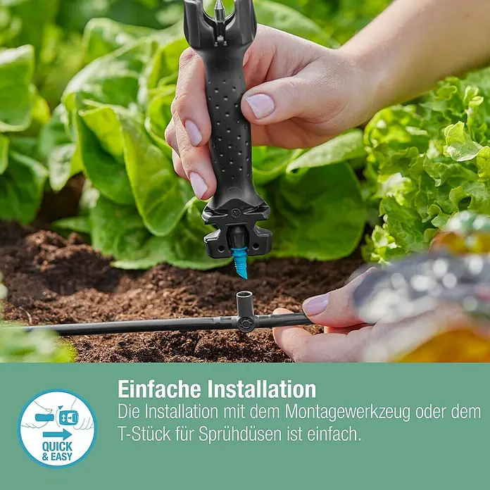 Gardena Micro-Drip Sprühdüse 180° - 5 Stk., 180 ° - Installation eines Bewässerungssystems mit einem Montagewerkzeug und T-Stück für Sprühdüsen im Garten.