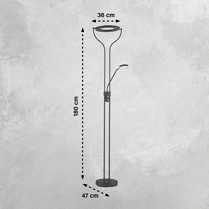 Fischer & Honsel LED-Stehleuchte Davos (36,5 W, Höhe: 180 cm, Sandschwarz, Mehrfarbig) | BAUHAUS