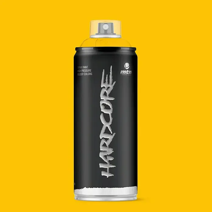 mtn Pintura decorativa en spray Hardcore - Amarillo luxor, Brillante, 400 ml - Una lata de aerosol MTN Montana Colors Hardcore, ideal para resultados de colores brillantes a alta presión.
