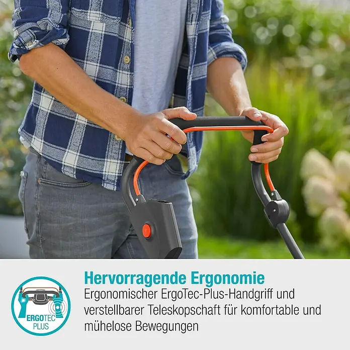 Gardena Power for All 18V Akku-Rasenmäher PowerMax 37/36V - 18 V, Ohne Akku, Schnittbreite: 37 cm - Rasenmäher mit ErgoTec-Plus-Handgriff und verstellbarem Teleskopschaft für komfortable und mühelose Bewegungen.