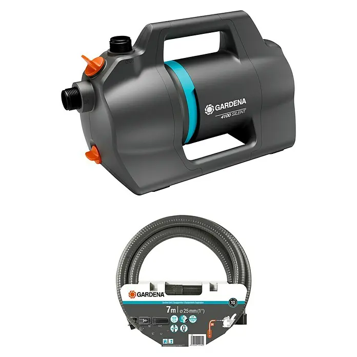 Gardena Gartenpumpen-Set 4100 Silent Saugschlauch550 W, Max. Fördermenge: 4.100 l/h