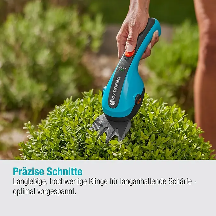 Gardena ClassicCut Akku-Gras- & Strauchschere Li Set - 3,6 V, Li-Ionen, 1 Akku, Schwertbreite: 8 cm - Präzise Schnitte mit der Gardena Akku-Strauchschere. Langlebige Klinge für dauerhafte Schärfe und optimalen Schnitt.