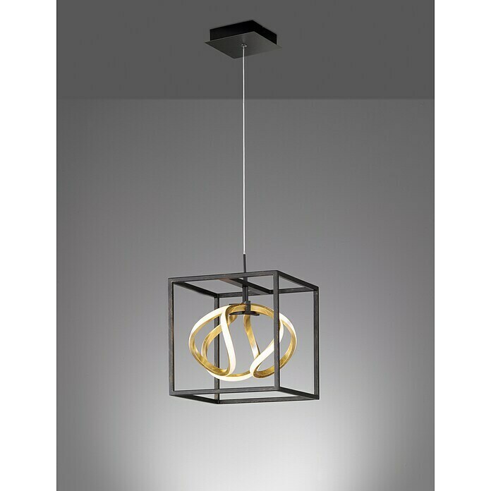 Fischer And Honsel Led Pendelleuchte Gesa 17 W L X B X H 27 X 27 X 160 Cm Schwarzgold 0845