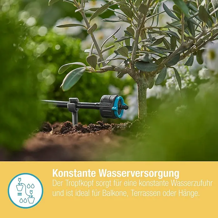 Gardena Micro-Drip Endtropfer druckregulierend - 5 Stk., Max. Wasserdurchfluss: 8 l/h - Konstante Wasserversorgung mit dem Gardena Tropfkopf für Balkone, Terrassen oder Hänge. Bewässert zuverlässig.
