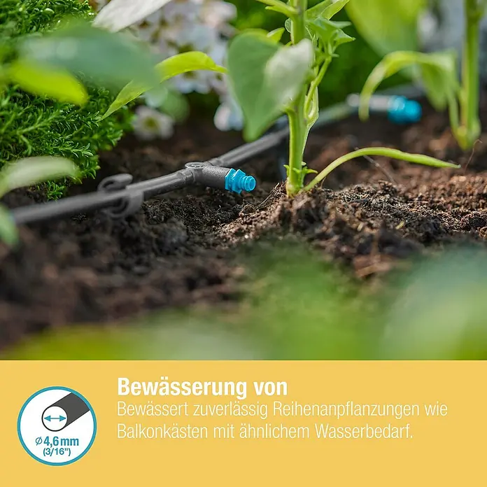 Gardena Micro-Drip Reihentropfer - 10 Stk., Max. Wasserdurchfluss: 2 l/h - Bewässerungssystem für Reihenpflanzen. Das System bewässert zuverlässig Pflanzen wie Balkonkästen mit ähnlichem Wasserbedarf.