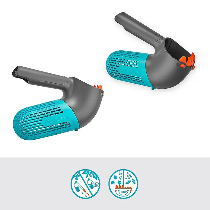 Gardena Combisystem Obstpflücker Beerensammler - 27,5 x 10,05 x 20,1 cm - Abgebildet ist ein praktischer Beerensammler von Gardena, ideal für die Ernte von Beeren und kleinen Früchten im Garten.