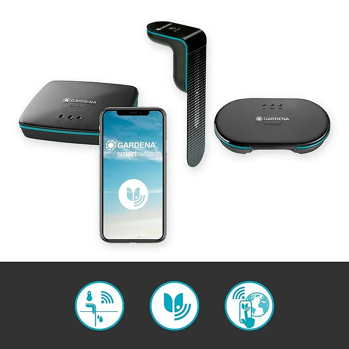 Gardena Smart system Bewässerungssteuerung - Batteriebetrieben, 3 -tlg., Passend für: Alle Gardena smart system Erweiterungen - Gardena Smart System: Steuerzentrale, Sensor, Bewässerungssteuerung und App für smarte Gartenbewässerung.