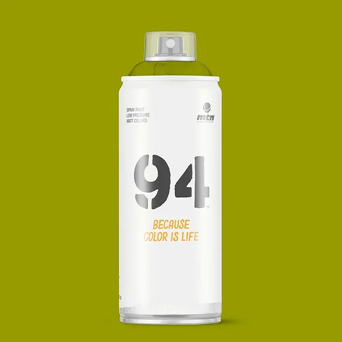 mtn Pintura decorativa en spray 94 - Verde krypton, Mate, 400 ml - Una lata de spray MTN 94 en colores mate, ideal para graffiti y proyectos de arte, con baja presión para aplicaciones precisas.