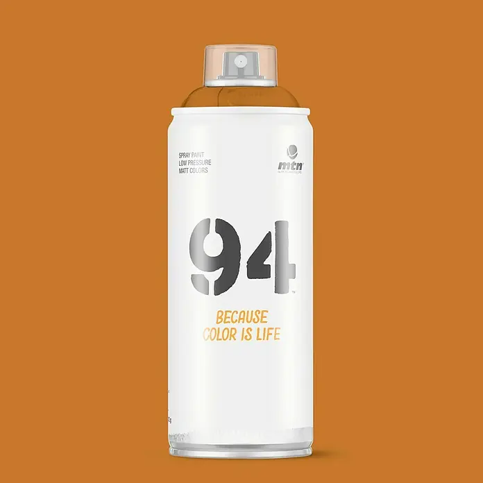 mtn Pintura decorativa en spray 94 - Marrón Chiapas, Mate, 400 ml - Bote de pintura en aerosol MTN 94 en colores mate con la inscripción "Because color is life", ideal para grafiti y proyectos de arte.