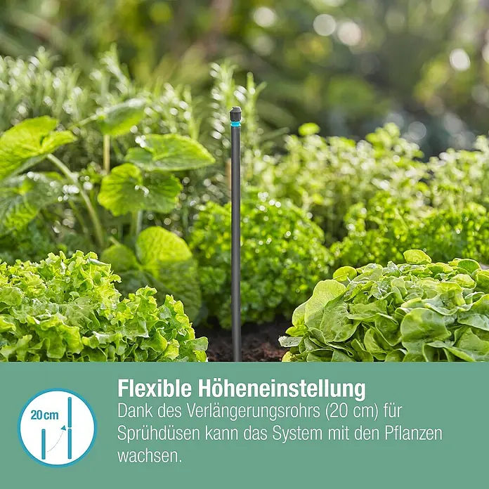 Gardena Micro-Drip Endstreifendüse - 5 Stk. - Flexible Höheneinstellung des Sprühsystems im Garten. Dank Verlängerungsrohr kann das System mit den Pflanzen mitwachsen.