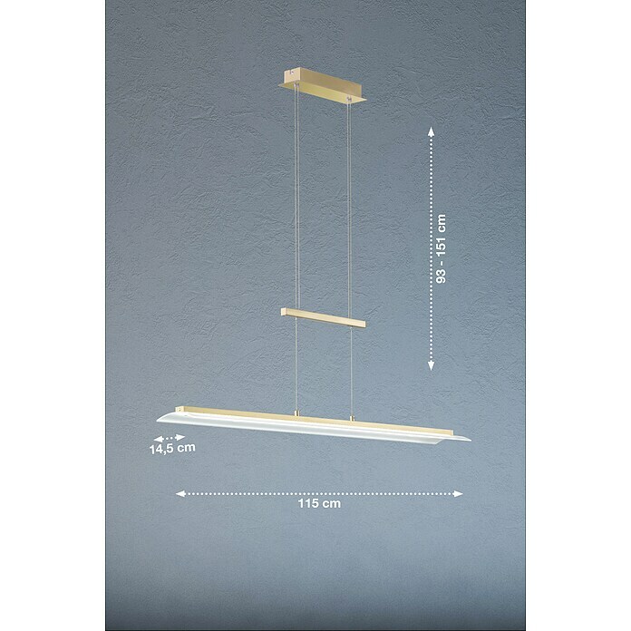 Fischer & Honsel LED-Pendelleuchte Roof (29 W, L x B x H: 115 x 14,5 x 151 cm, Messing, Mehrfarbig) | BAUHAUS