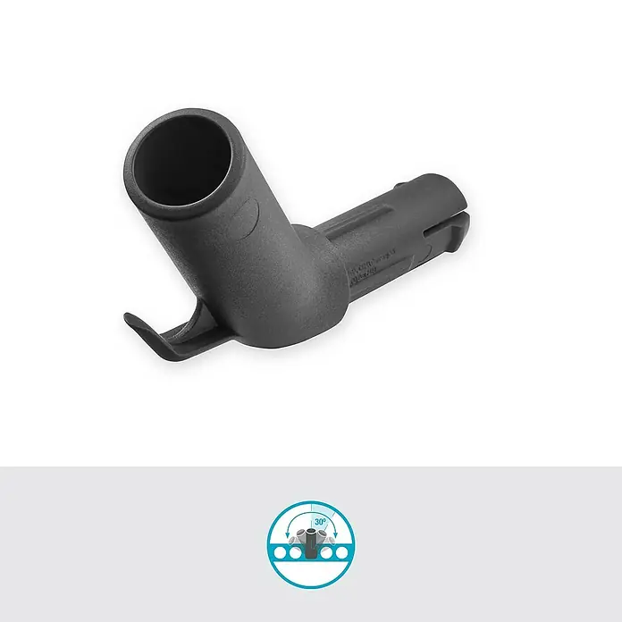 Gardena Halterung Einzelstecker Flex - Passend für: GARDENA combisystem, das Original GARDENA System & Scheren - Produktabbildung eines schwarzen Düsenaufsatzes, ideal für präzise Heißluftanwendungen und professionelle Handwerksarbeiten.