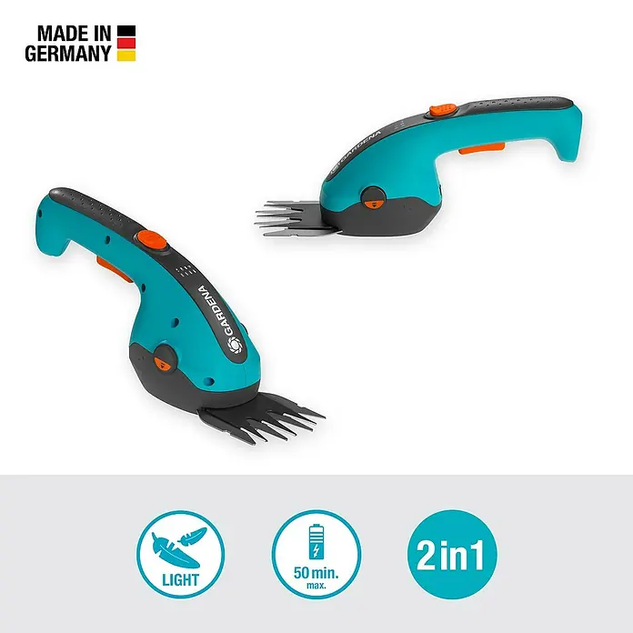 Gardena ClassicCut Akku-Grasschere Li - 3,6 V, 1 Akku, Schwertbreite: 8 cm - Akku-Grasschere von GARDENA im Set: leicht, mit bis zu 50 Minuten Akkulaufzeit und 2-in-1 Funktion.