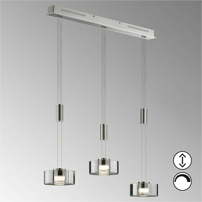 Fischer & Honsel LED-Pendelleuchte Lavin (27 W, L x B x H: 100 x 20 x 160 cm, Rauchfarben, Nickel/Chrom, Warmweiß, 3 Stk.) | BAUHAUS